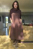 Scuba Stretch Funnel Neck Cocoon Dress Chocolate /3=